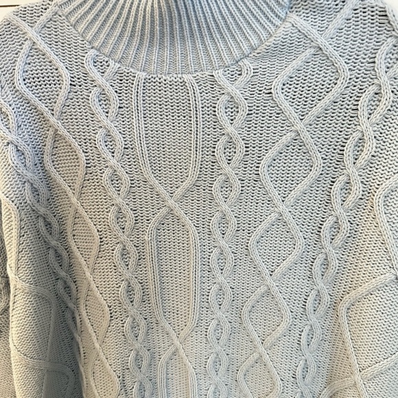 NWT MERSEA LIBSON TRAVELER OS sky blue Mock knit soft cozy acrylic coastal boho - Picture 5 of 14